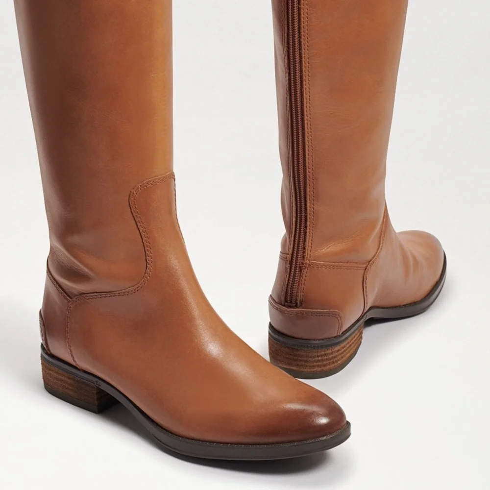 Sam Edelman Knee High Brown Whiskey Leather Penny Riding Boot Size. 9.5